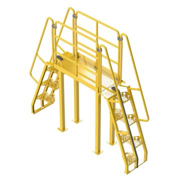Lapeyre 68° Alternating-Tread Crossover Ladders - Powder Coated Yellow Steel