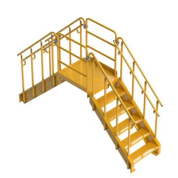 Lapeyre 30" Wide Industrial Powder Coated Yellow Steel Crossover Bridges