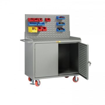 Little Giant 24" x 48" Wide Mobile Bench Cabinets with Louvered Panels or Pegboards