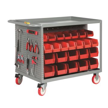 Little Giant BC-2436-TL-PB Bin Cart with Pegboard Tool Storage