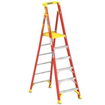 Werner PD6200 Series Type IA 300 lb Rated Fiberglass Podium Stepladder