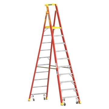 Werner PD6200 Series Type IA 300lb Rated Fiberglass Podium Stepladders with Casters