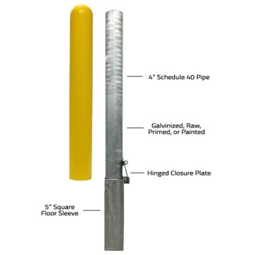 Ideal Shield 6" Removable Locking Bollards - Galvanized