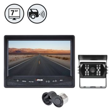 Rear View Safety Backup Camera Systems with Integrated Rear Sensors