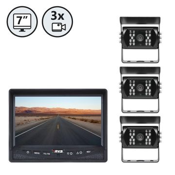 Rear View Safety Backup Camera Systems with Three Cameras