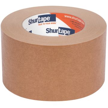 Shurtape 101073 FP 97 General Purpose Grade Flatback Kraft Paper Tape - 72mm W x 55m L - 3.0" Core - Case of 16