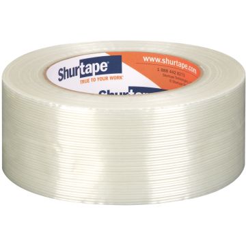 Shurtape 101230 GS 490 Economy Grade Fiberglass Reinforced Strapping Tape - 48mm W x 55m L - 3.0" Core - Case of 24