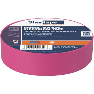 Shurtape 187742 EV 57 General Purpose Grade, UL Listed, Colored Electrical Tape - 3/4" W x 66' L - 1.5" Core - Case of 100 - Violet