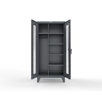 Strong Hold 36-LD-W-245 Extreme Duty 12 GA Clear View Uniform Cabinet with 5 Shelves, 36x24x78 in