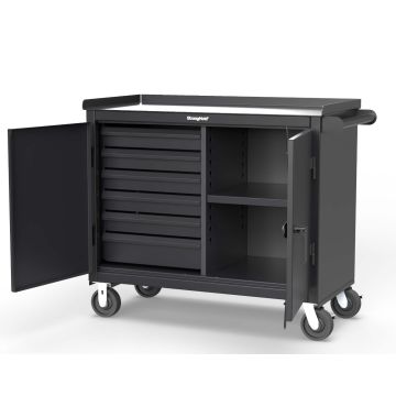 Strong Hold 4-TC-241-6/5DB Extreme Duty 12 GA Mobile Tool Cart with 7 GA Steel Top, 6 Half-Width Drawers, 1 Shelf, 48x24x44 in