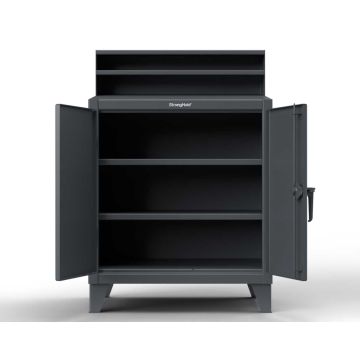 Strong Hold 44-SD-282 Extreme Duty 12 GA Shop Desk with 2 Shelves, Riser Shelf, 48x28x54 in