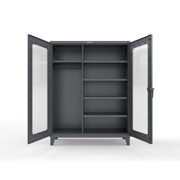 Strong Hold 56-LD-W-245 Extreme Duty 12 GA Clear View Uniform Cabinet with 5 Shelves, 60x24x78 in