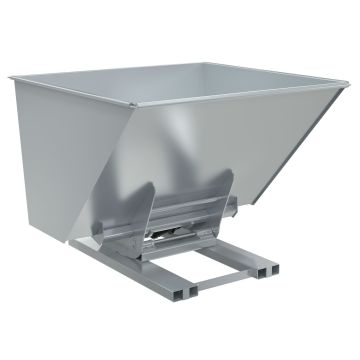 Vestil D-250-HD-HYD-SL - Silver Steel Heavy Duty Hydraulic Dumping Hopper -2-1/2 Cu. Yards - 6,000 lbs - 64-1/2" x 69-5/8" x 53"