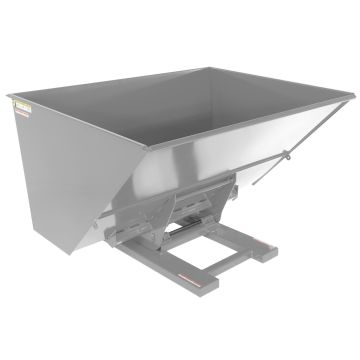 Vestil D-300-HD-HYD-SL - Silver Steel Heavy Duty Hydraulic Dumping Hopper -3 Cu. Yards - 6,000 lbs - 64-1/2" x 81-3/4" x 53"
