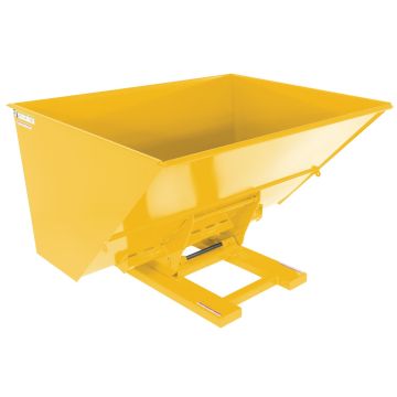 Vestil D-300-HD-HYD-YL - Yellow Steel Heavy Duty Hydraulic Dumping Hopper -3 Cu. Yards - 6,000 lbs - 64-1/2" x 81-3/4" x 53"