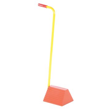 Vestil ORWC-8-ERGO Orange Molded Rubber Chock with ergonomic-style handle - 9-1/4" x 6" x 8"