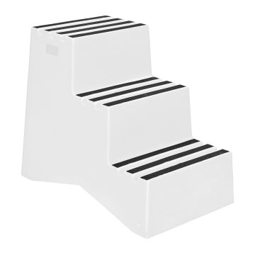 Vestil VST-3-WT 3 Step Polyethylene Marine White Step Stool - 28-1/2" H - 500 lbs Capacity