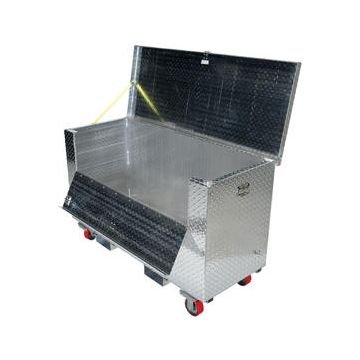 Vestil Aluminum Treadplate Front Folding Tool Boxes with Casters and Fork Pockets