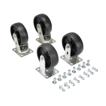 Vestil D-CK4-GFN6-2 Glass Filled Nylon Caster Kit - 6" x 2" - 4800 lbs Capacity - Black