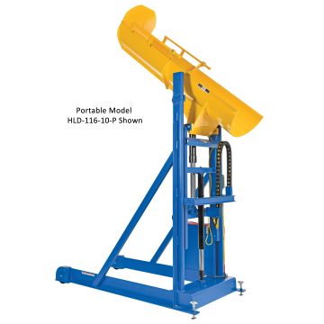 Vestil Portable DC Powered Lift-and-Dump Hydraulic 40 Degree Angle Drum Dumpers