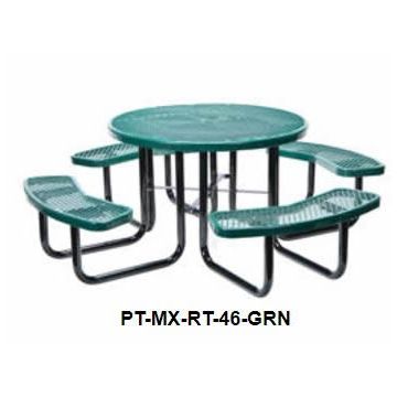 Vestil PT-MX-RT-46-GN Green Expanded Mesh Round Table with Umbrella Hole - 46" Diameter