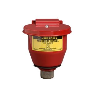 Justrite 08202 - Small Steel Funnel for Flammables with Self-closing Cover and 1" Flame Arrester