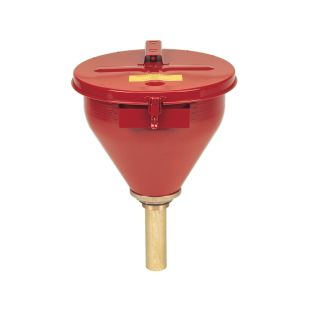 Justrite 08207 - Large Steel Funnel for Flammables with Self-closing Cover and 6" Flame Arrester