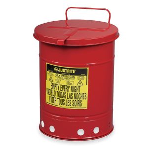 Justrite Red Hand-Operated Oily Waste Cans