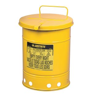 Justrite Yellow Hand-Operated Oily Waste Cans
