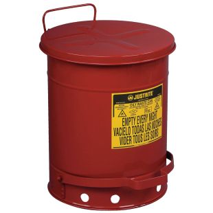 Justrite Red Foot-Operated Oily Waste Cans