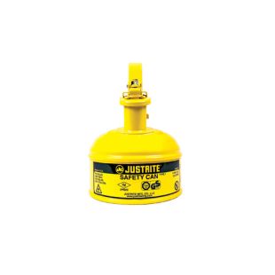 Justrite 10011 1 Pint Type I Yellow Steel Safety Can with Trigger Handle, Stainless Steel Flame Arrester & Self-Close Lid - Diesel