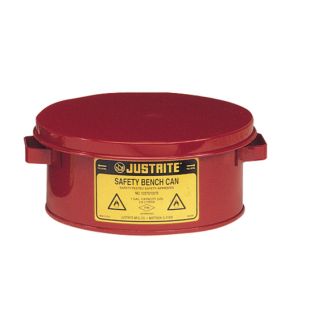 Justrite 10375 Red Steel Bench Can for Solvents - 1 Gallon