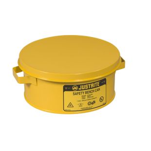 Justrite 10385 Yellow Steel Bench Can for Solvents - 1 Gallon
