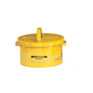 Justrite 10578 Yellow Steel Bench Can for Solvents - 2 Gallon
