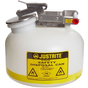 Justrite 12751 - 2 Gallon White Liquid Disposal Can - Stainless Steel Hardware