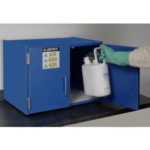 Justrite 24120 - 6x 2.5L Bottle Wood Laminate Countertop Corrosives Safety Cabinet