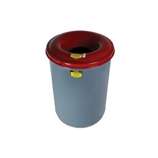 Justrite 26412Heavy Duty Steel Cease-Fire Waste Receptacle Safety Drum Can with Red Top - 12 Gallons