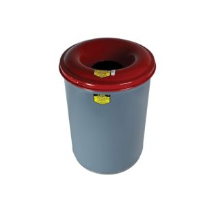 Justrite 26415Heavy Duty Steel Cease-Fire Waste Receptacle Safety Drum Can with Red Top - 15 Gallons