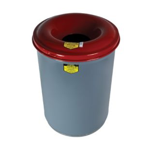 Justrite 26455Heavy Duty Steel Cease-Fire Waste Receptacle Safety Drum Can with Red Top - 55 Gallons