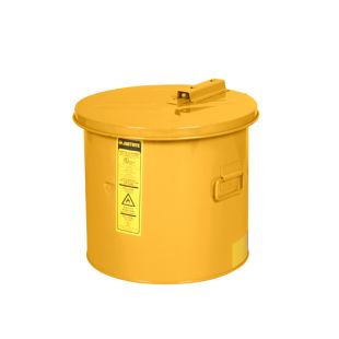 Justrite 27606 Steel Yellow Dip Tank for Parts Cleaning - Manual Cover with Fusible Link - 5 Gallon