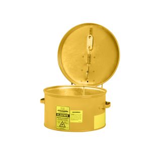Justrite 27611 Steel Yellow Dip Tank for Parts Cleaning - Manual Cover with Fusible Link - 1 Gallon