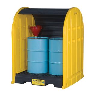 Justrite Ecopolyblend Drum Sheds with Roll Top Doors