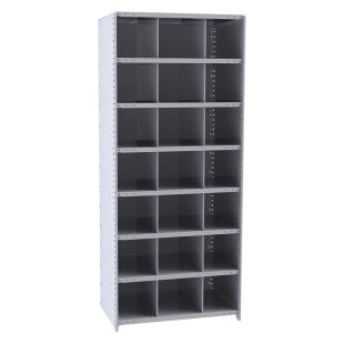 Hallowell Closed Metal 21 Bin Shelving Units with All One Size Bins