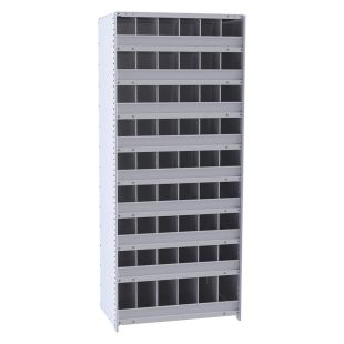 Hallowell Closed Metal 54 Bin Shelving Units with 3" High Front Bins