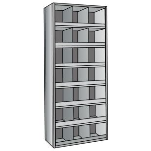 Hallowell Closed Metal 21 Bin Shelving Units with 3" High Front Bins