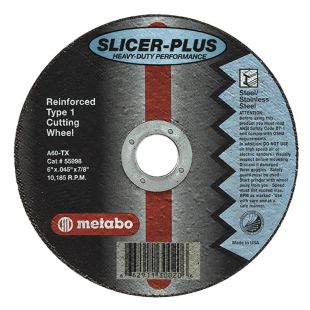 Metabo 655998000 - 6" x .045" x 7/8" Type 1 Straight Slicer Plus Cutting Wheel A60TX- 50 count