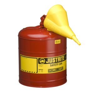 Justrite 7150110 - 5 Gallon Type I Red Safety Gas Can with Funnel