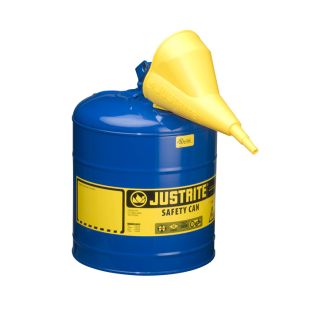 Justrite 7150310 - 5 Gallon Type I Blue Safety Kerosene Can with Funnel
