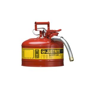 Justrite 7225130 - 2.5 Gallon Type 2 AccuFlow Red Safety Gas Can 1" Hose