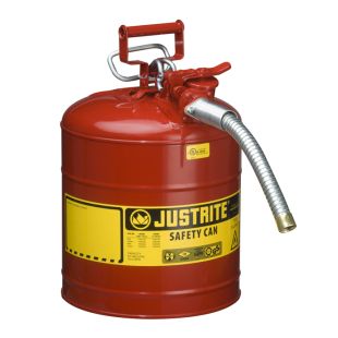 Justrite 7250130 - 5 Gallon Type 2 AccuFlow Red Safety Gas Can 1" Hose